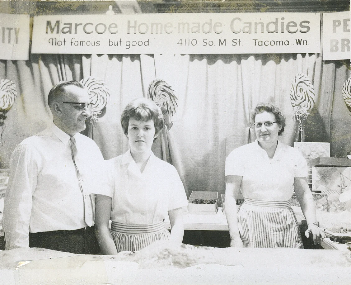 A Marcoe family member at the Washington State Fair booth.