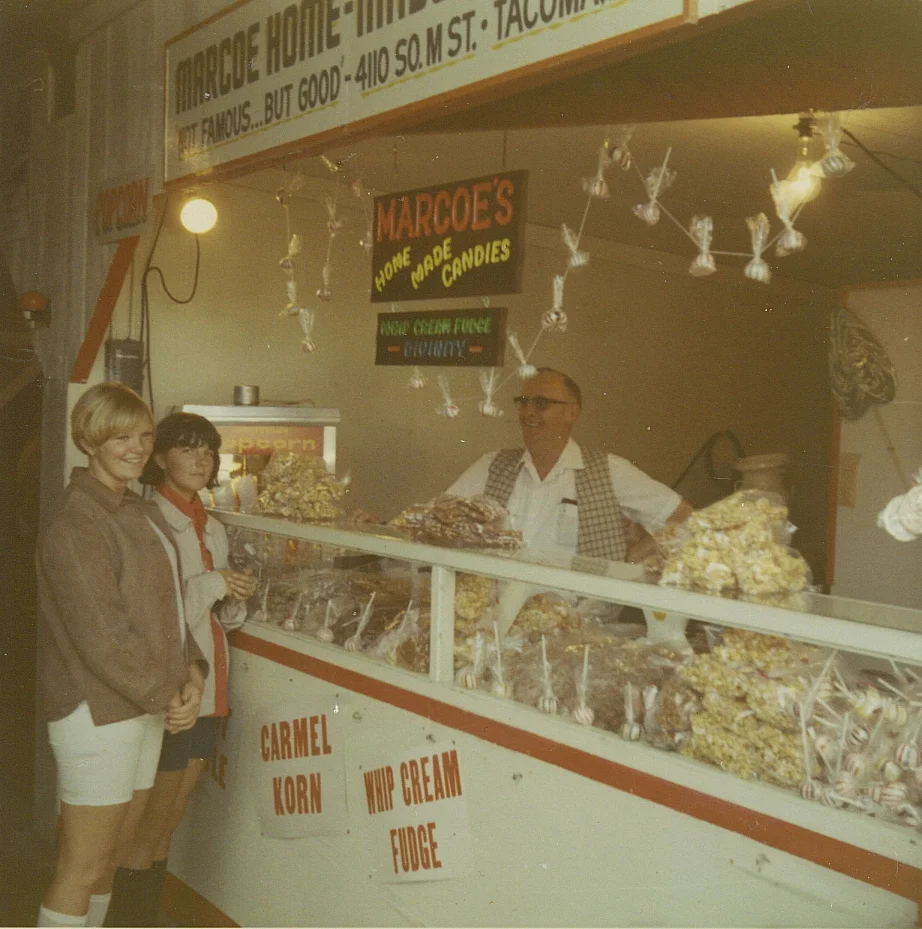 An early Marcoe Candy stand at the Washington State Fair.